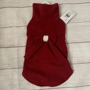 Fab Dog Maroon Red Dog Winter Dress Coat with White Bead Detail Size Medium